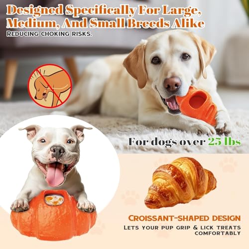 2 pcs Aggressive Chew Toys for Large Dogs, Anxiety Relief for Dogs Toy, Dog Frozen Treat Toy, Indestructible Chew Toys for National Pet Day Gifts Peanut Butter Reduces Anxiety - color: 2 Packs Croissants