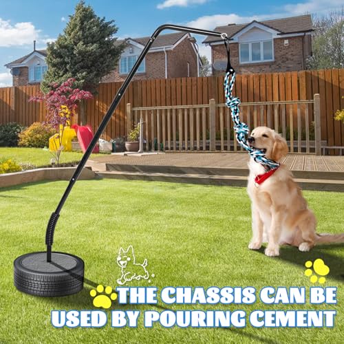 Tether Outdoor Dog Tug Toy for Small Dogs, 360° Rotating,3 Ropes & 4 Stakes
