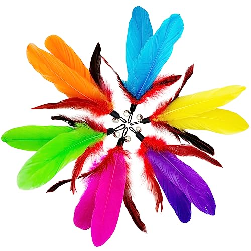 Cat Feather Toys Refills, 14 Pieces Natural Feathers Refills, Cat Wand Replacement Feathers Toy for Indoor Cats - color: 14 PCS Cat Feather Toy Refills