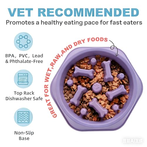 Slow Feeder Dog Bowls Anti Gulping Reduces Gastric Burden Prevents Bloat and Digestive Issues Safe Durable Material Easy to Clean Puppy Slow Feeder Bowl for Healthy Eating Excess Energy Management