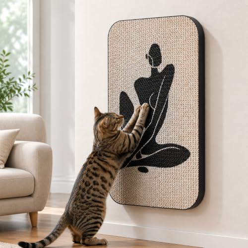 Cat Wall Scratcher, Art Cat Scratching Board for Indoor Cats - color: Silent Elegance