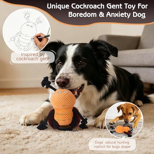 Yipetor Cockroach Squeaky Dog Toy, Puppy Rope Chew Toy for Medium Dogs - style: Modern