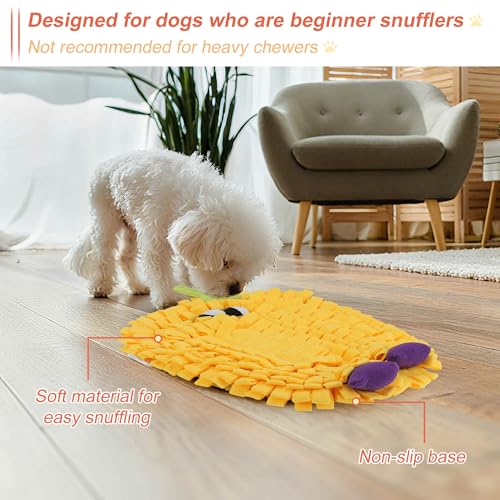 Snuffle Mat for Dogs, Plush Enrichment Feeding Mat for Mental Stimulation, Puppy Chew Mat to Keep Them Busy, for All Breeds Sizes, Yellow, 1 Pc