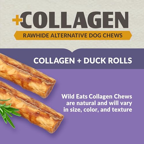 Wild Eats Duck Flavor Collagen Cheek Roll Chews 5" 4pk, Pig Ear Substitute - size: 8 Ounce (Pack of 4)