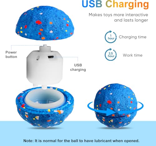 Interactive Dog Ball for Small & Medium Dogs, Automatic Moving Dog Ball with Rolling & Bouncing Modes, USB-C Rechargeable Interactive Dog Toy, Durable Lightweight ETPU Shell, Motion Activated Pet Ball - color: Blue