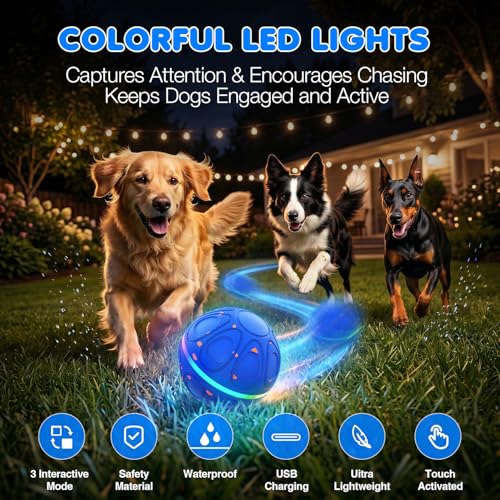 Interactive Dog Toys Ball – Automatic 3-Mode Active Rolling Balls (Blue) - color: Blue