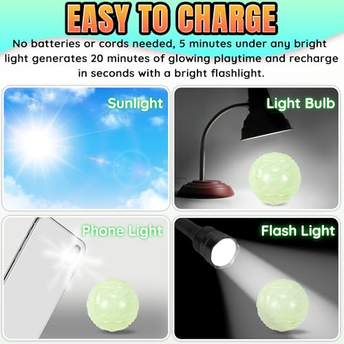LECHONG 4-Pack 3.5” Glow Squeaky Dog Balls,Bouncy Glow in The Dark Dog Ball with Squeaker, Durable Dog Rubber Ball Toys Glowing Fetch Balls for Medium Large Dogs Nighttime Playing Indoors & Outdoors - size: 3.5in Large Regular
