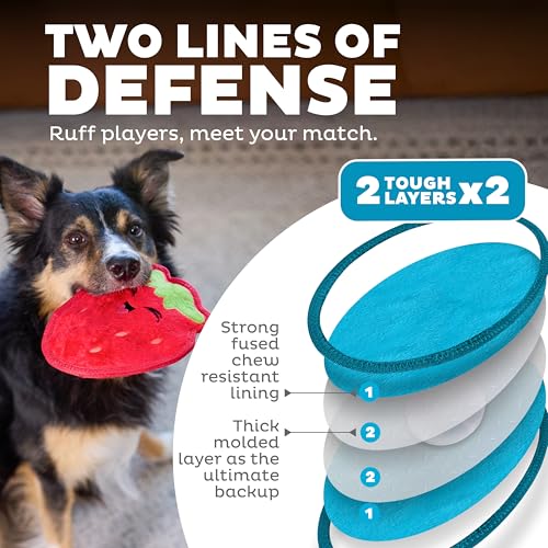 Outward Hound Tough Skinz Durable Chew Squeaky Dog Toy, Strawberry, 7.9" - color: Strawberry, size: Medium