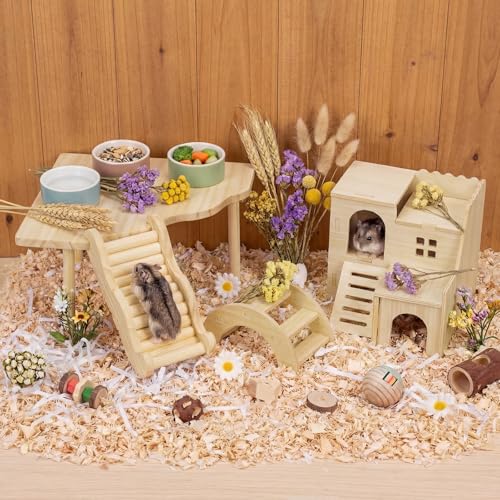 Breezehug 4 Pcs Hamster Cage Accessories Hamster Platform Toy, Villa - style: Villa