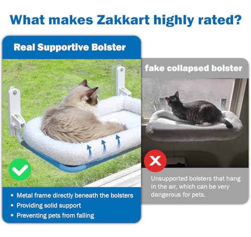 Zakkart Foldable Cat Hammock for Window (White Bolster Bed, Large) - color: White Bolster Bed, size: Large