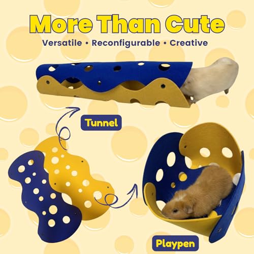 2Pack Guinea Pig Tunnel and Tube, Washable Felt Hideout, Green&Blue - color: Green&Blue