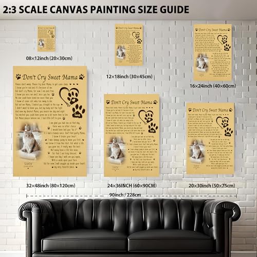 KiKiLuna Personalized Pet Memorial Canvas, Don't Cry Sweet Mama Poem Wall Art, Custom Photo Name Dates, Framed Poster Gift for Dog Mom Cat Mom Loss - color: Design 1