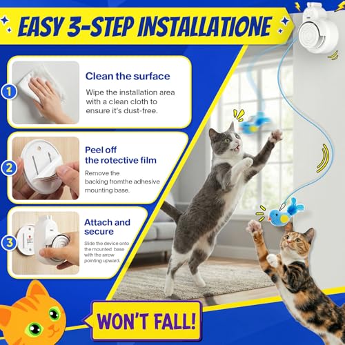 Interactive Cat Toys for Indoor Cats - Automatic Flying Bird for Enrichment - color: White
