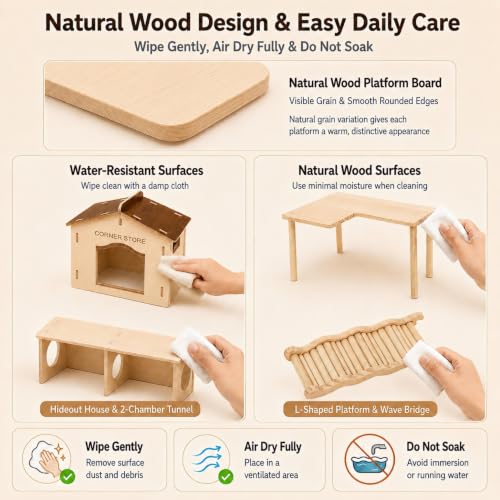 4-Piece 6.3-Inch High Hamster Platform Set, Large House Hideout