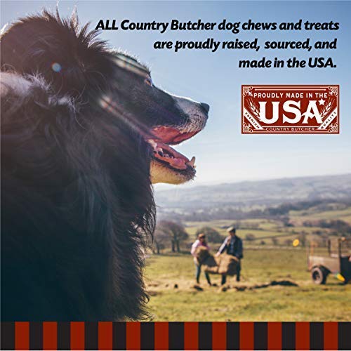 THE COUNTRY BUTCHER Filled Beef Trachea Dog Treats, Glucosamine and Chondroitin for Joint Health, Natural, Tough, Stuffed Chew Toy, Made in the USA, Peanut Butter, 10 Count - Rawhide Free, No Bone