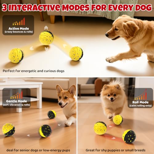 Interactive Dog Toy Ball with Remote Control (Yellow) - color: Yellow