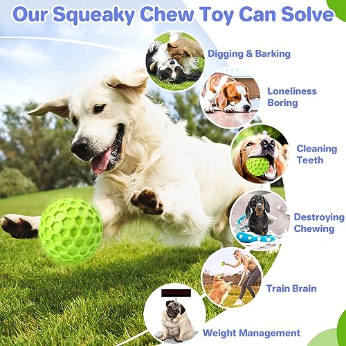 DISSKNIC Indestructible Squeaky Dog Balls, Interactive Dog Toys for Aggressive Chewers Large Breed for Relieving Anxiety, Dog Chew Toys Balls for Aggressive Chewers, Outdoor Dog Toys Dog Water Toys - color: Green, size: Large