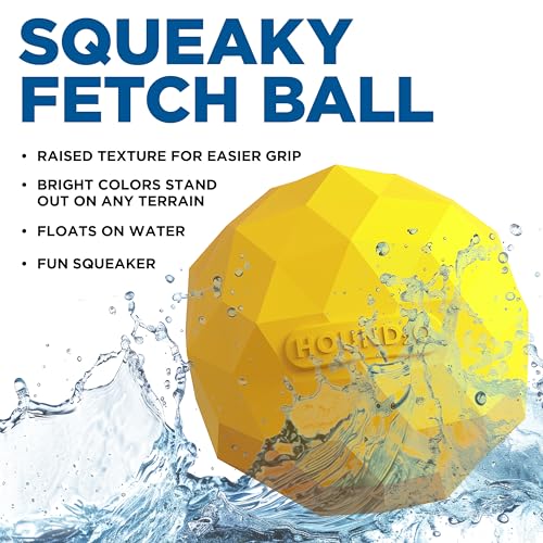 Squeaky Fetch Ball - Floating Outdoor Dog Toy - Yellow - color: Yellow