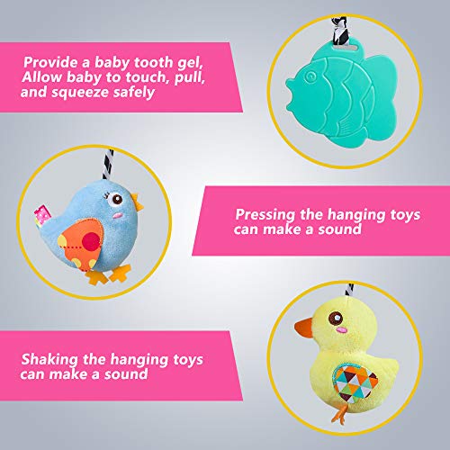 Caterbee Baby car seat Toys, Activity Spiral hangings pram Toys, Plush Crib Toys with Squeaky for boy or Girl, 0 Months up (Duck) - color: Yellow-duck