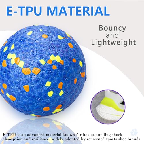 E-TPU Dog Balls, Tough High-Bounce Floating Fetch Toys, 2 Sizes - color: Blue & Yellow (4-Pack), size: Medium (3" diameter)