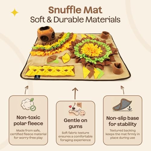 Interactive Dog Snuffle Mat for Slow Feed & Digestion Support - Large 31×24 in, Multicolor Mat with Washable Fleece, Non-Slip Backing - Mental Stimulation & Puzzle Toys for Dogs of All Breeds - color: Geometric and floral pattern