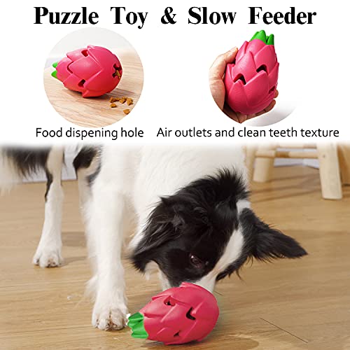 MewaJump Dog Chew Toys for Aggressive Chewers Rubber Squeaky Dog Toy 3 Pack - color: colorful fruit set
