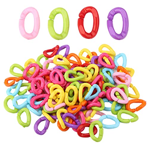 Sturdy Plastic Links for Large Bird Chains,Harrisons Bird Food,Toys 100Pcs Plastic C Clips Hooks Chain Links DIY Parrot Toys Mix Color