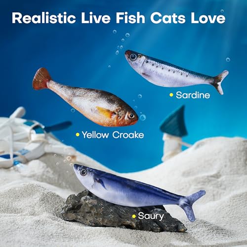 Potaroma Cat Toys Bite-Sized Flopping Fish with Catnip