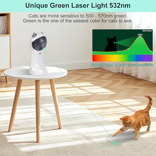 TBTeek Automatic Cat Toy Green Light, 5 Fun Patterns, 4 Speed Modes - color: Green Light-9146 White