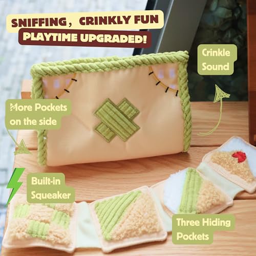 Interactive Dog Toys, Snuffle Puzzle Toys for Small Medium Large Dogs – Durable Hide & Seek Treat Dispenser with Squeaky & Crinkle Sounds, 2-in-1Chew Toy, Dog Birthday for Gifts (Tissue Box) - color: Tissue Box