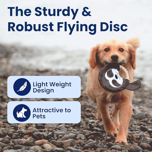 PAWSPIK 2-in-1 Flying Disc & Tug-of-War Dog Toy, Sleepy Sloth - style: Sleepy Sloth