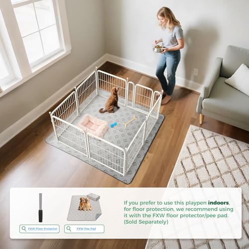 FXW Rollick Dog Playpen, Indoor, Yard & RV Camping, 24" H, 8 Panels - color: White, size: 24"H