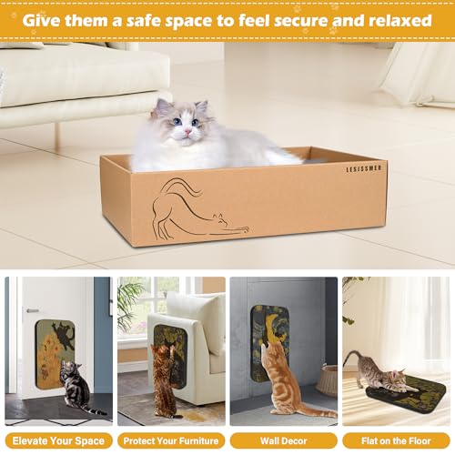 4 Pack Cat Wall Scratcher, Art Cat Scratching Board for Cats - color: Van Gogh-1