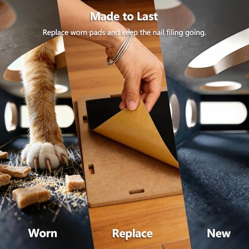 Cat Nail File Scratcher Box MDF Puzzle Toy with Sandpaper - color: Brown