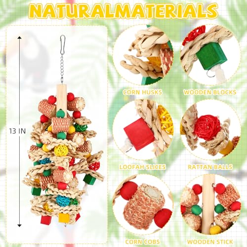 Soulchen 4 Pcs Extra Large Bird Parrot Toy Set, Natural Wooden Chewing Toy - style: Wooden Block