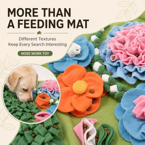 Snuffle Mat for Dogs, Interactive Dog Puzzle Toy & Slow Feeder - size: 19.7"L x 19.7"W