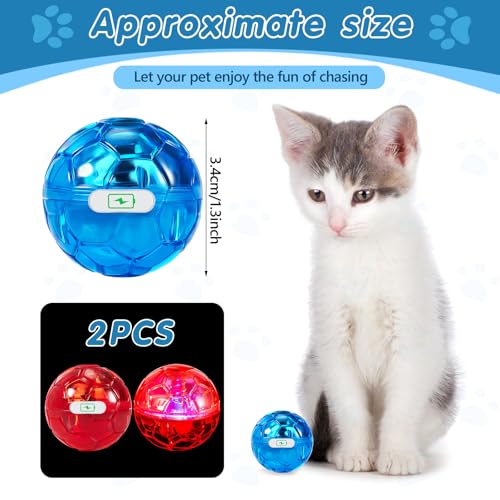 Sratte 2 Pcs Rechargeable Light up Cat Ball Ghost Hunting, Red and Blue - color: Red and Blue