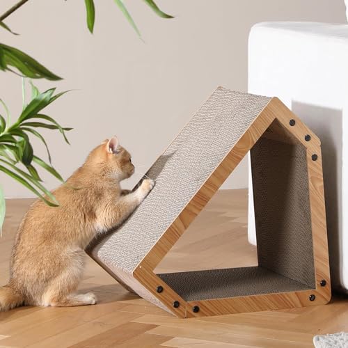 FUKUMARU Cat Scratcher House, Cozy Cardboard Cat Bed Design Scratching Pad
