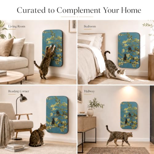 Cat Wall Scratcher, Art Cat Scratching Board for Indoor Cats - color: Almond Blossom New