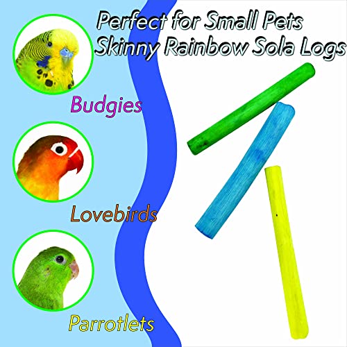 5516 Skinny Rainbow Sola Logs Pk8 - Bird Foraging Foot Toys - color: Rainbow Skinny Sola Logs, size: Pack 8