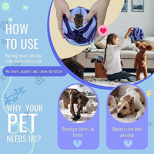 Pet Snuffle Ball, Puzzle Sniffing Interactive Dog Ball for Blind Dogs Training Stress Relief Dog Enrichment Toys Treat Machine Washable (15cm, Gradient Purple) - color: Gradient purple, size: 15cm