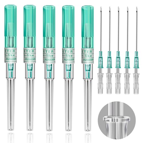 Catheter Needles - Prgislew 5Pcs Catheter Piercing Needles 18G IV Catheter Needles Ear Nose Piercing Needles Hollow Needles for Lip Tongue Belly Navel Nipple Cartilage Piercing Kit - size: 18G-5PCS