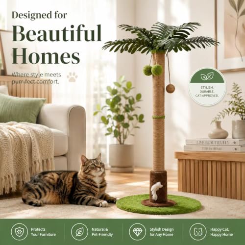 RPZ Cat Scratching Post, Sisal Scratcher with Toys for Indoor Cats