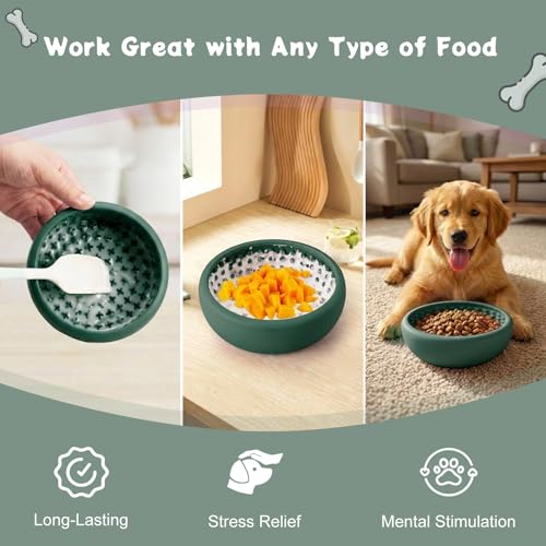 Dog Lick Bowl, Anxiety Relief Slow Feeder Lick Bowls for Dogs(Green, Small) - color: Green, size: Small