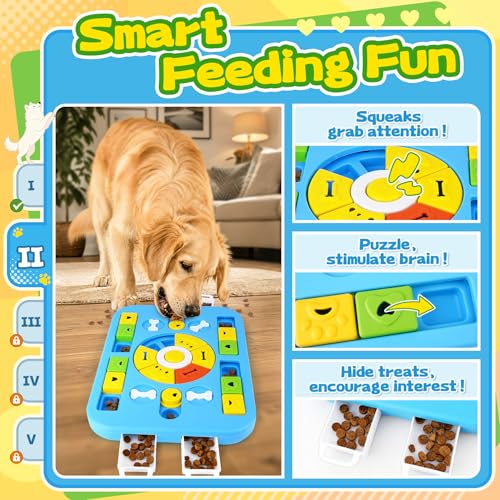 Forfon Upgraded Dog Enrichment Toy Set with Slow Feeder Bowl & Puzzle Toy - color: Expert Dog Puzzle Toys