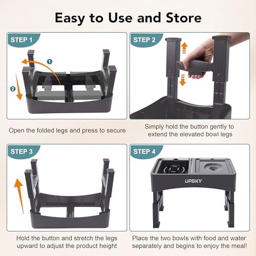 UPSKY 2-in-1 Elevated Dog Bowls Set with 4 Height Adjustable Stand, Gray - color: A-Water Bowl+Slow Feeder (Grey)