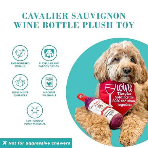Haute Diggity Dog Cavalier Sauvignon Plush Dog Toy, Wine Parody Chew Toys - color: Cavalier Sauvignon (Maroon), size: One Size