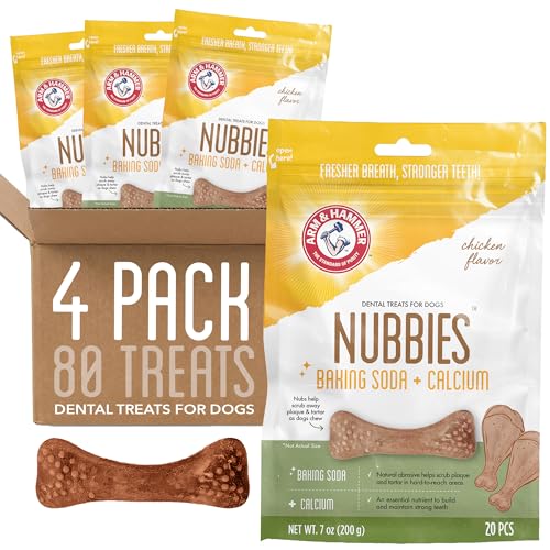 Arm & Hammer Nubbies Dental Treats, Chicken Flavor, 20 Count Bag, 4-Pack - size: 7 Ounce (Pack of 4)