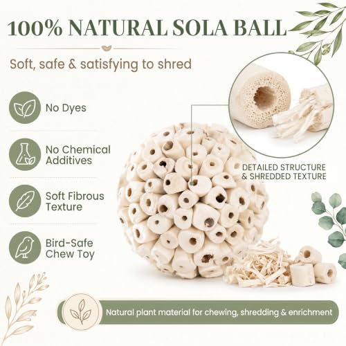 Natural Woven Grass Balls Small Pet Chew Toys, Handmade Wooden Bird Parrot Hamster Rabbit Foraging Balls, Safe Shred Toys for Parakeet Cockatiel Guinea Pig Chinchilla, Sola Ball - style: Classic