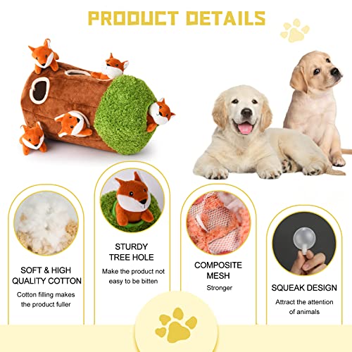Interactive Squeaky Dog Toys Fox Dog Toy, Stuffing Woodland Friends Burrow, Squeaky Plush Dog Toys for Small Medium Large Dogs Small Size (Large) - size: Burrow - Large, style: Fox